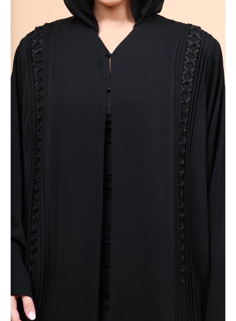 IKKXA Celestial Jet Open-Stitch Abaya - Image 4